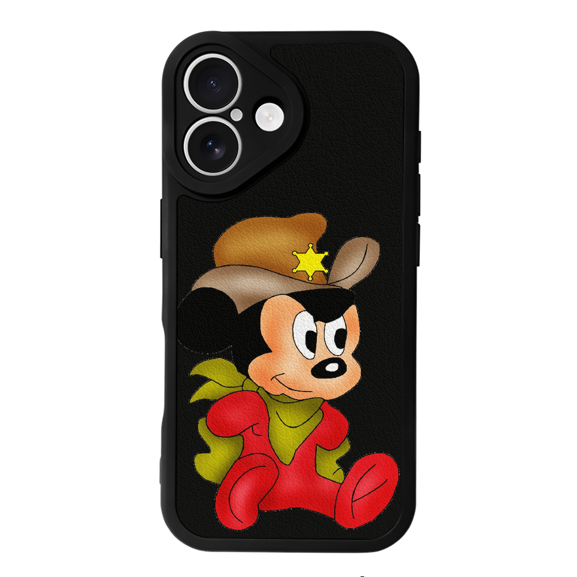 （画像用） ミッキーマウス Mickey Mouse 【iPhone 16シリーズ対応】シリコンスマホケース（レザー調） 材質：シリコン